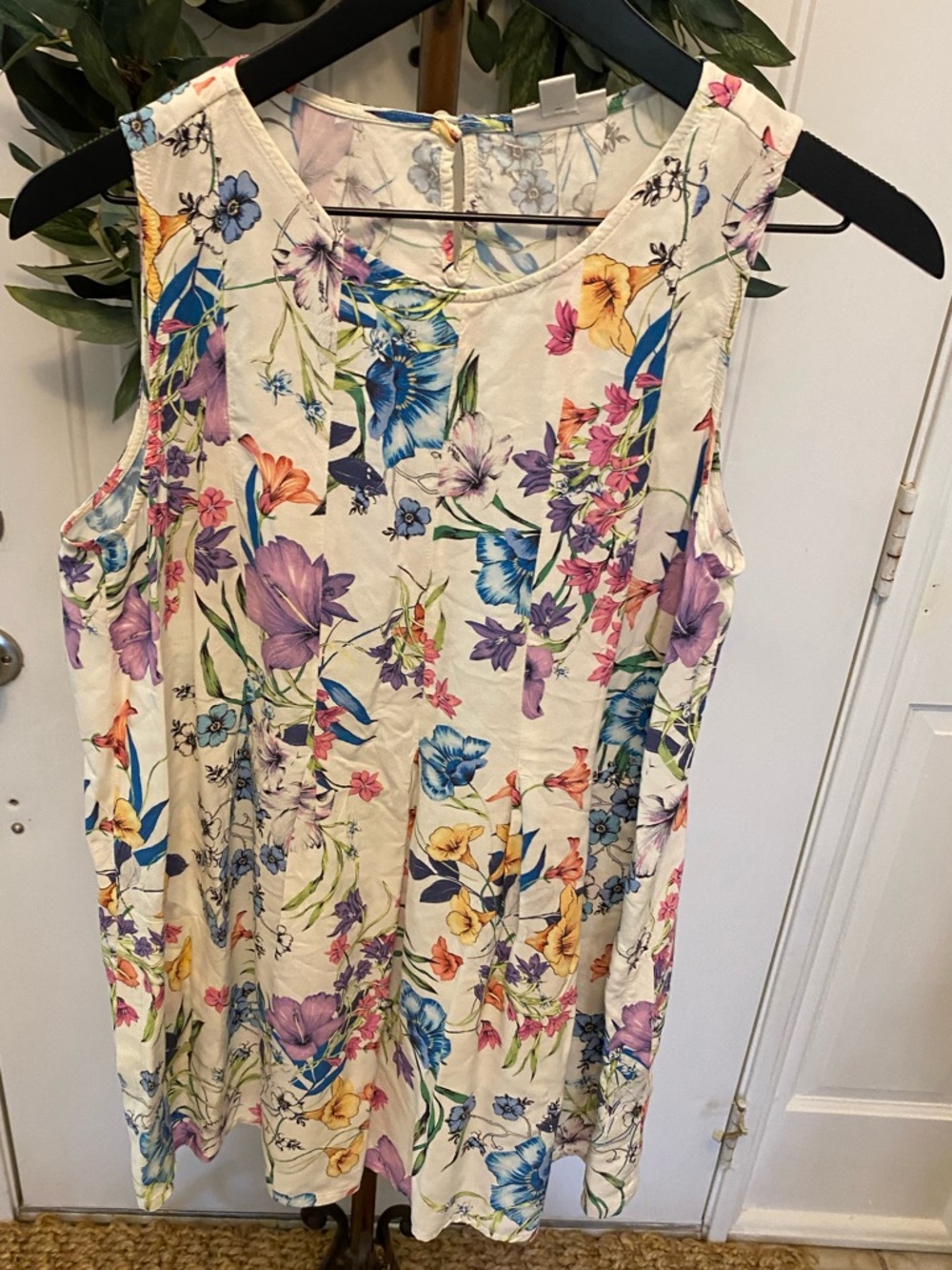 J Jill Flower Bouquet Longline Babydoll Sleeveless Top Fit & Flare Top Tunic SP